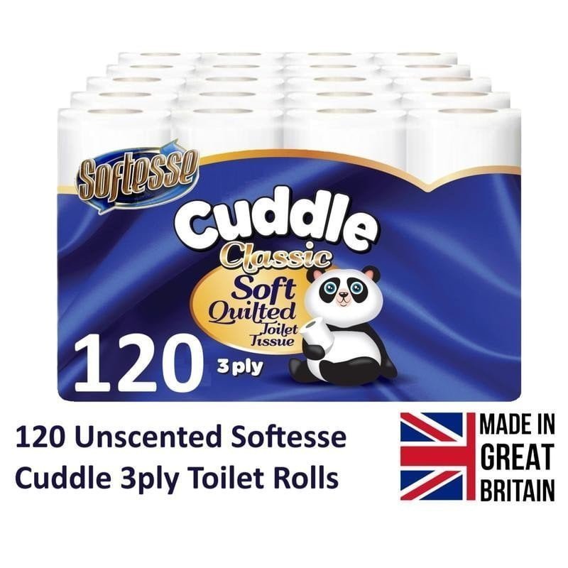 120 Bulk Buy Softesse Cuddle Unscented SoftQuilted Toilet Rolls -3 Ply Toilet Tissues 10*12Pack Classic Soft Blue