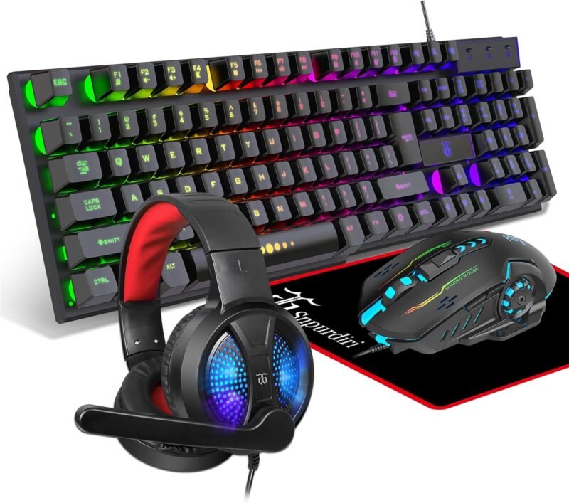 Gaming Keyboard and Mouse.Headphones.Mouse pad .All in One Combo for PC Gamers and Xbox and PS4 Users